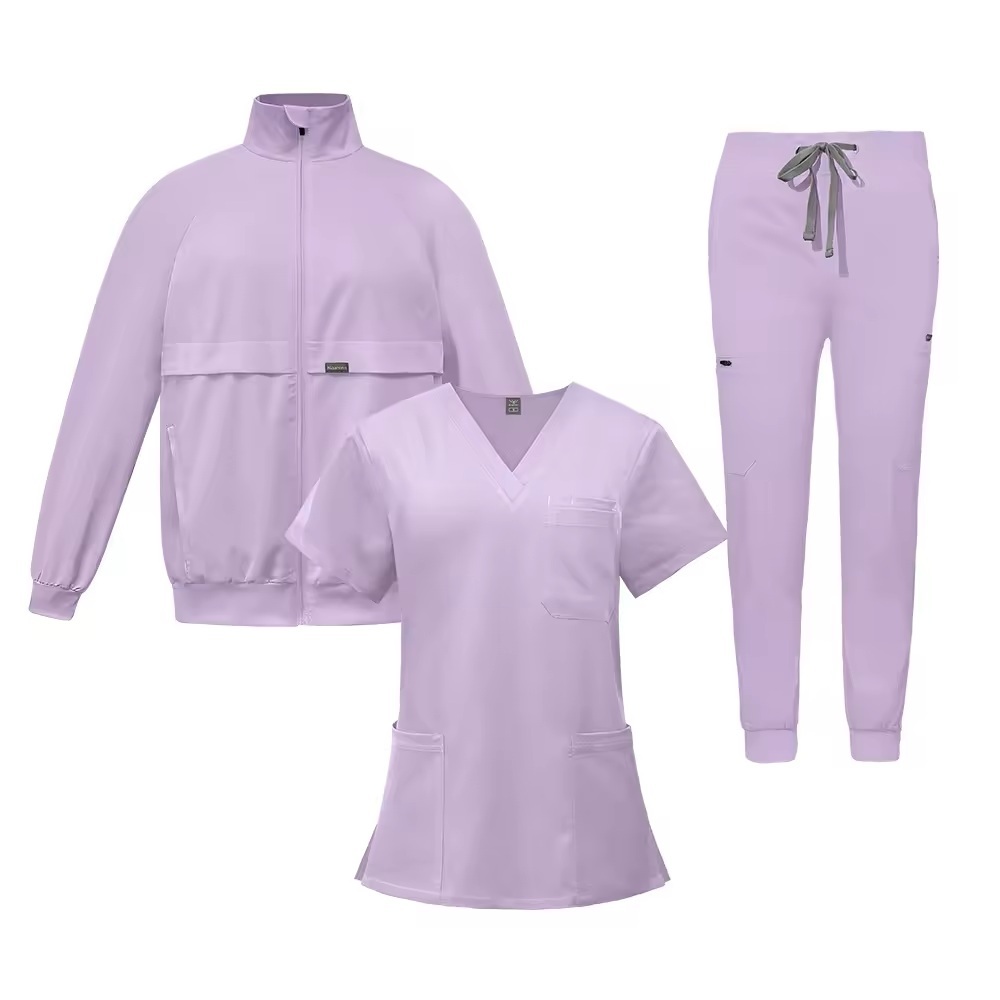 Fashion 3 in 1 Nurse Scrub Sets Nursing Uniform Sets for Hospital Thick Long-sleeved Jackets Top Joggers Pants Warm Autumn Style