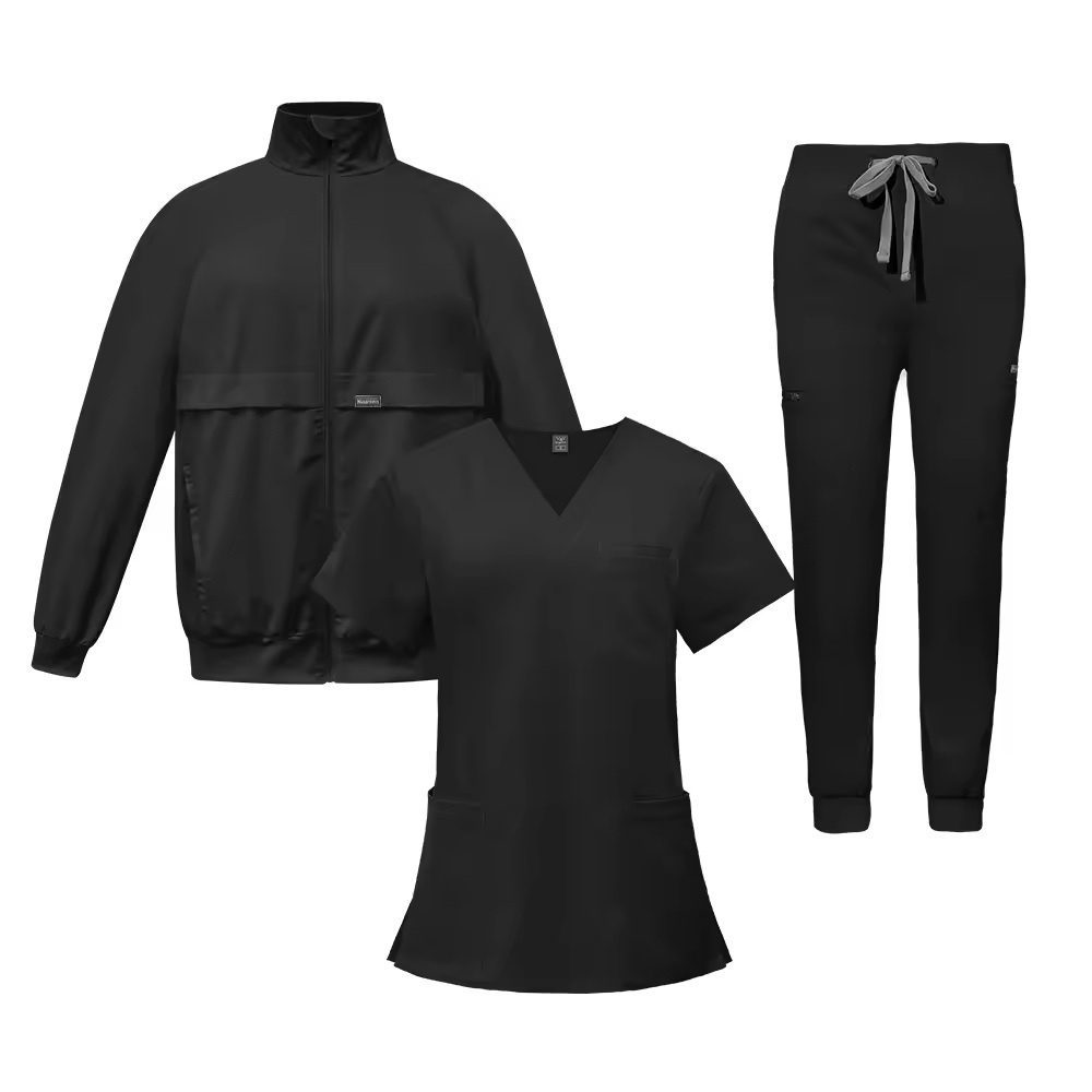 Fashion 3 in 1 Nurse Scrub Sets Nursing Uniform Sets for Hospital Thick Long-sleeved Jackets Top Joggers Pants Warm Autumn Style