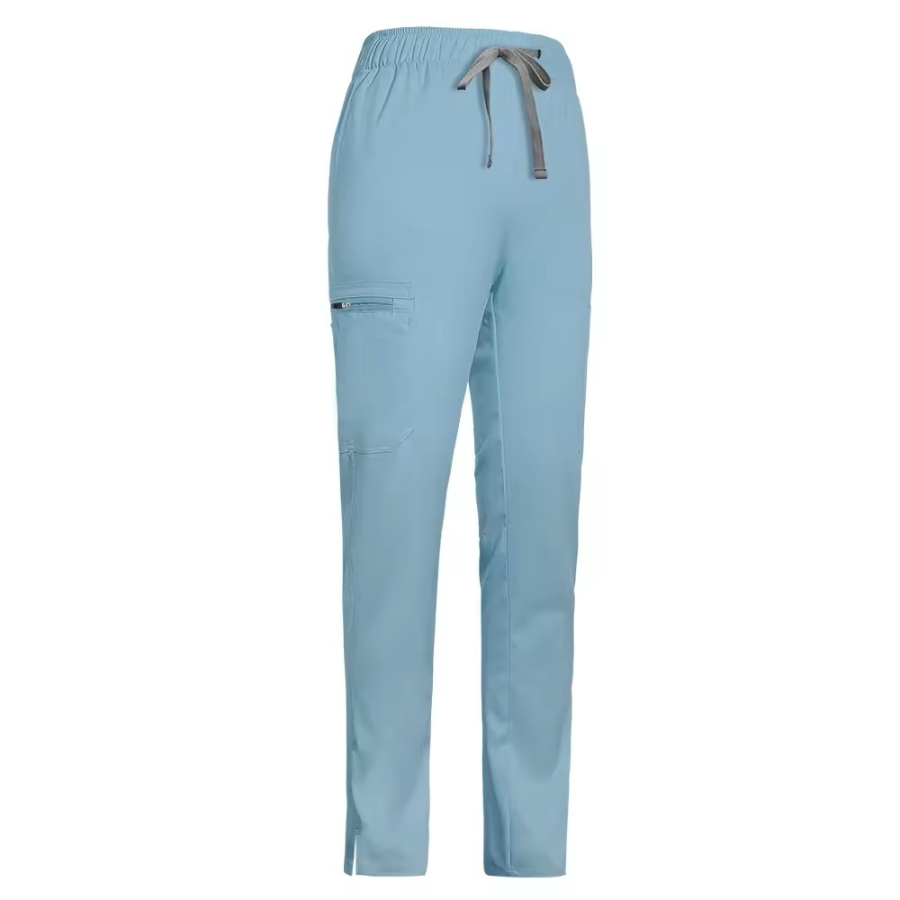 High Quality Unisex Multi Pockets Split Leg Scrub Pants Nurse Work Uniform Hospital Uniform Scrubs Straight Pants for Women&Men