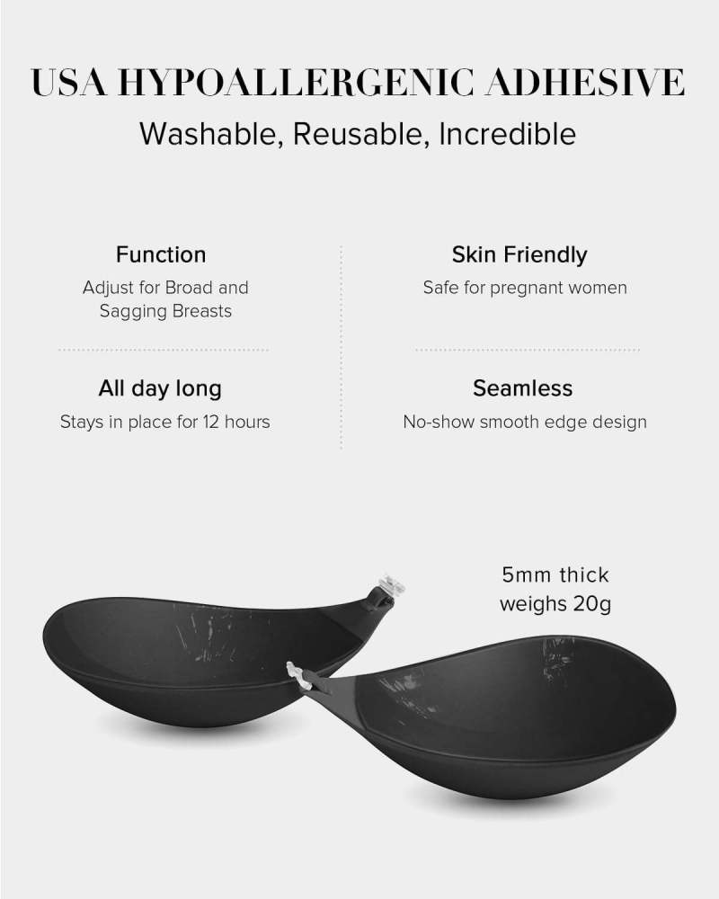 2026 Upgraded Strapless Invisible Adhesive Silicone Bra, Sexy Invisible Push-Up Bra for Women, Gothic Style Back Logo, Perfect for Backless Outfits