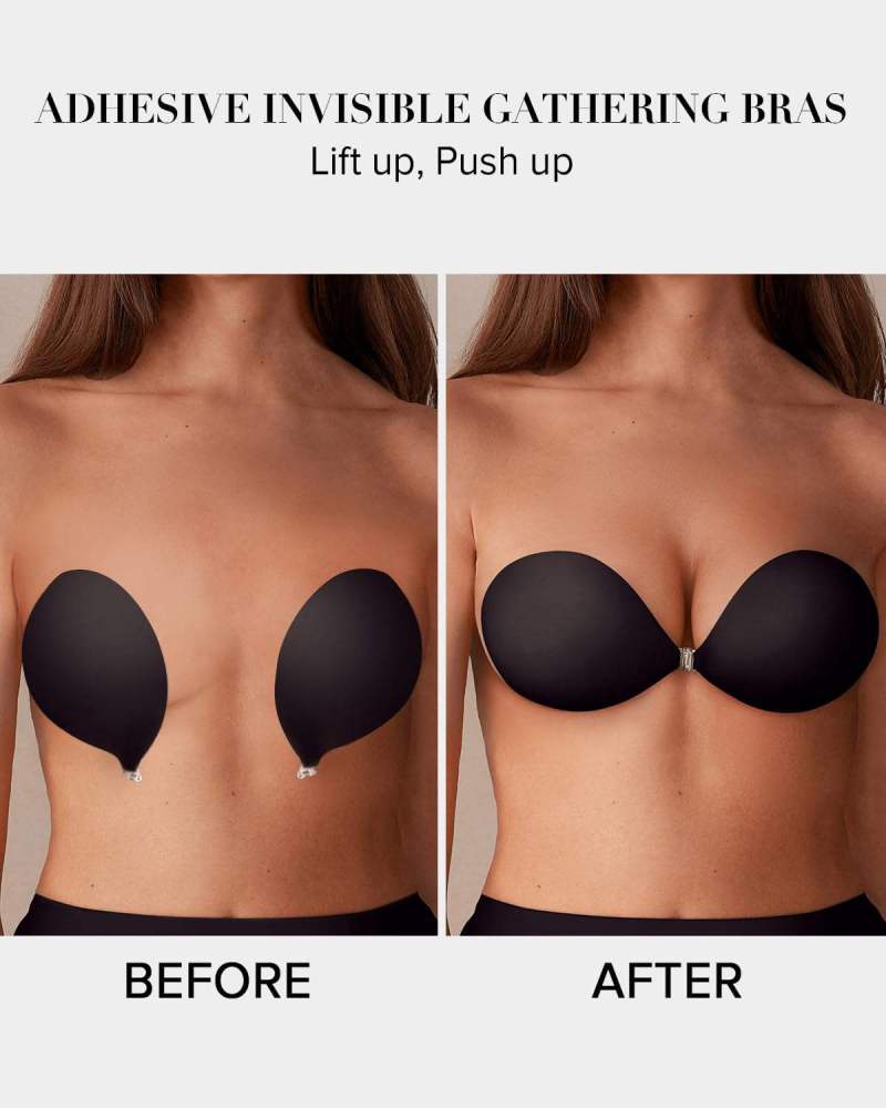 2026 Upgraded Strapless Invisible Adhesive Silicone Bra, Sexy Invisible Push-Up Bra for Women, Gothic Style Back Logo, Perfect for Backless Outfits