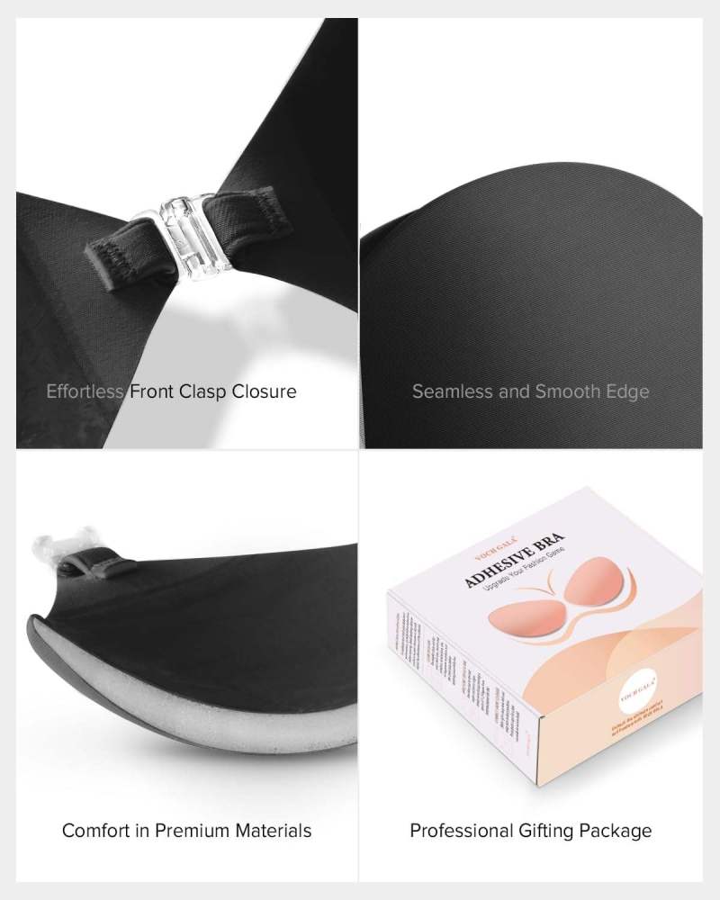 2026 Upgraded Strapless Invisible Adhesive Silicone Bra, Sexy Invisible Push-Up Bra for Women, Gothic Style Back Logo, Perfect for Backless Outfits