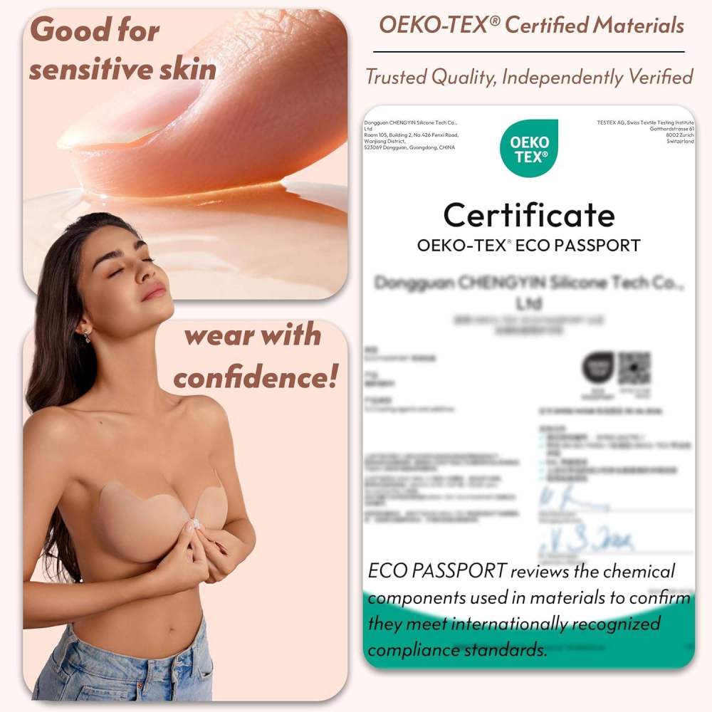 Push up Strapless Bra for Women Backless Sticky Bra for Enhanced Cleavage & Deep V Reusable Adhesive Bra