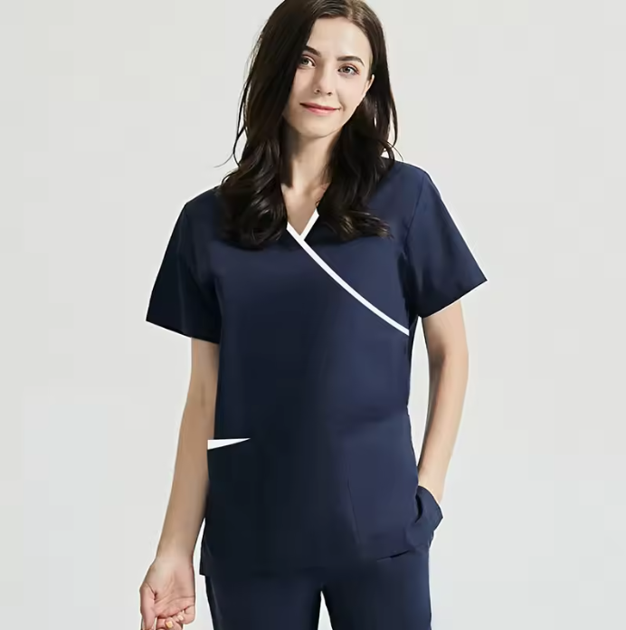 Wholesales Nurse Uniforms Sets Hospital Scrubs V Neck Cotton-Polyester Spandex Fabric High-temperature Resistant