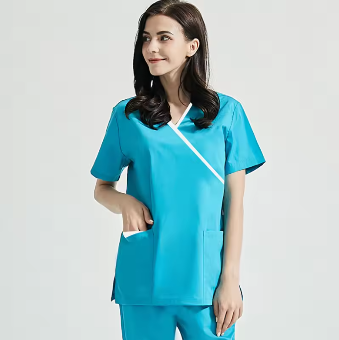 Wholesales Nurse Uniforms Sets Hospital Scrubs V Neck Cotton-Polyester Spandex Fabric High-temperature Resistant