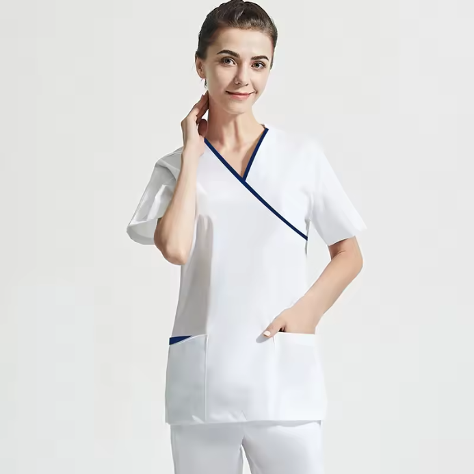 Wholesales Nurse Uniforms Sets Hospital Scrubs V Neck Cotton-Polyester Spandex Fabric High-temperature Resistant