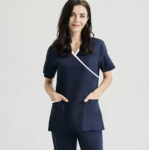 Wholesales Nurse Uniforms Sets Hospital Scrubs V Neck Cotton-Polyester Spandex Fabric High-temperature Resistant