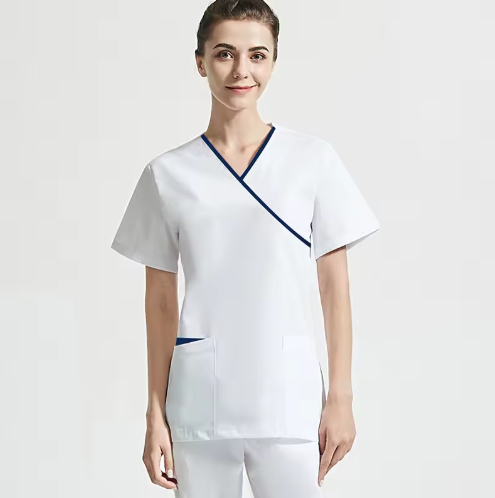 Wholesales Nurse Uniforms Sets Hospital Scrubs V Neck Cotton-Polyester Spandex Fabric High-temperature Resistant