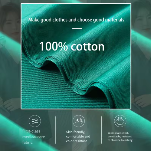 100% Cotton Hospital Uniforms Scrubs Uniform Sets Women Comfortable V-Neck Nursing Work Clothes Short-sleeved Workwear Outfit