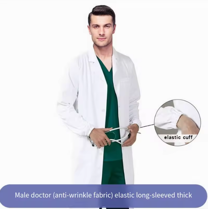 White Unisex Custom Scrubs Sets Nurses&Doctor Lab Coat Scrub Uniforms Comfortable Short Sleeve Hospital Use Woven 35%Cotton