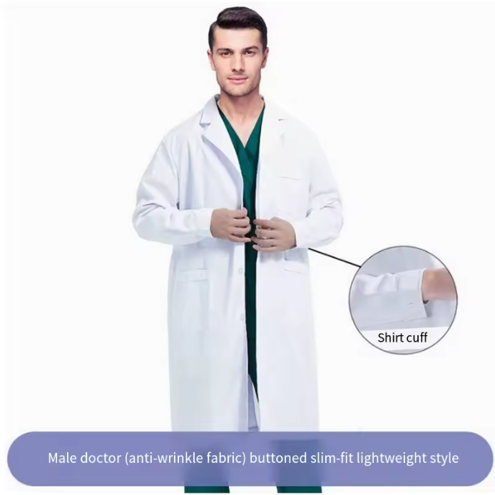 White Unisex Custom Scrubs Sets Nurses&Doctor Lab Coat Scrub Uniforms Comfortable Short Sleeve Hospital Use Woven 35%Cotton