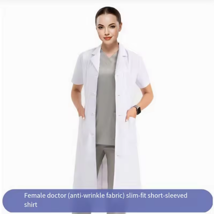 White Unisex Custom Scrubs Sets Nurses&Doctor Lab Coat Scrub Uniforms Comfortable Short Sleeve Hospital Use Woven 35%Cotton