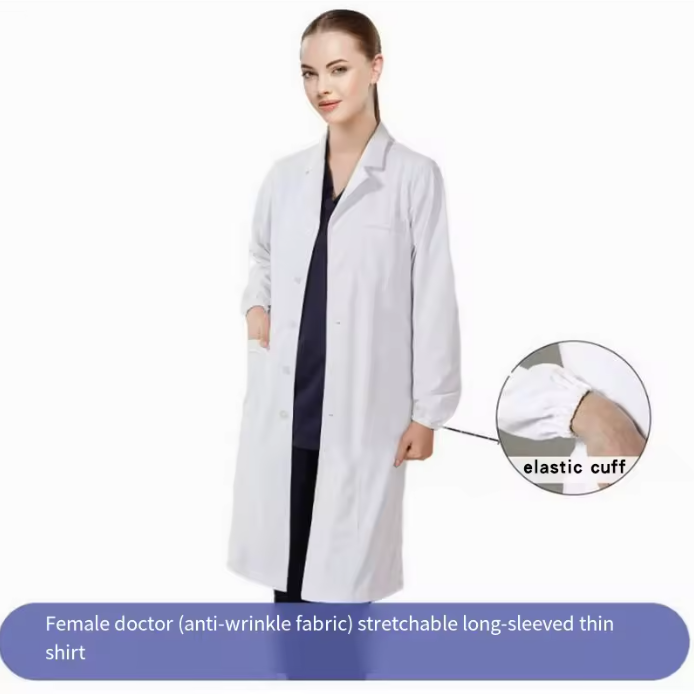 White Unisex Custom Scrubs Sets Nurses&Doctor Lab Coat Scrub Uniforms Comfortable Short Sleeve Hospital Use Woven 35%Cotton