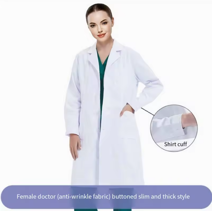 White Unisex Custom Scrubs Sets Nurses&Doctor Lab Coat Scrub Uniforms Comfortable Short Sleeve Hospital Use Woven 35%Cotton