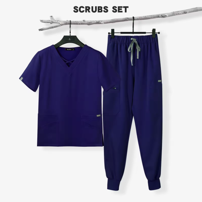 Nursing Scrubs New Style Nurse Uniform Short Sleeve Top and Pants Hospital Salon Workwear V-Neck Uniform Nurse Women Set