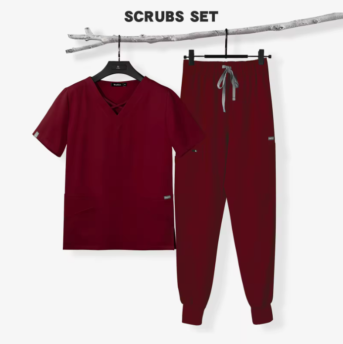 Nursing Scrubs New Style Nurse Uniform Short Sleeve Top and Pants Hospital Salon Workwear V-Neck Uniform Nurse Women Set