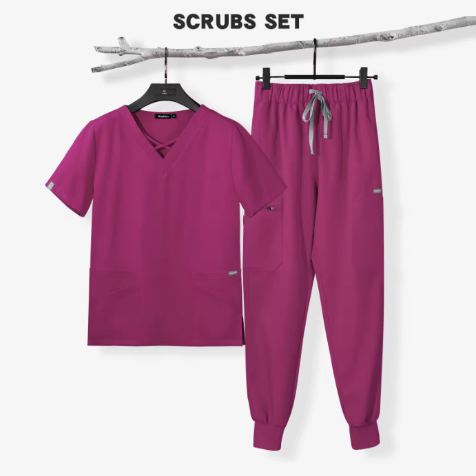 Nursing Scrubs New Style Nurse Uniform Short Sleeve Top and Pants Hospital Salon Workwear V-Neck Uniform Nurse Women Set