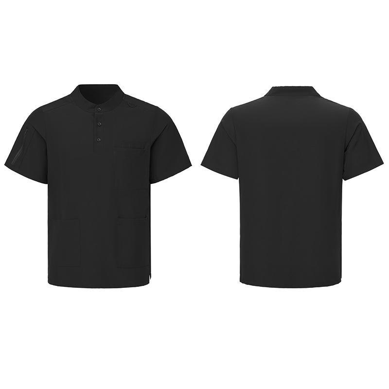 Scrubs Sets 4-Way Stretch Fabric Water Resistant Nurse Uniform Comfortable Round-neck with 3 Button Design Joggers for Hospital