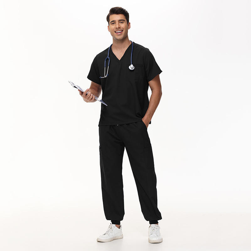 4XL Plus Size Scrubs Sets Unisex Hospital Staff Uniforms V-Neck Comfortable Nurse Work Clothes Short-sleeve Jogger Style