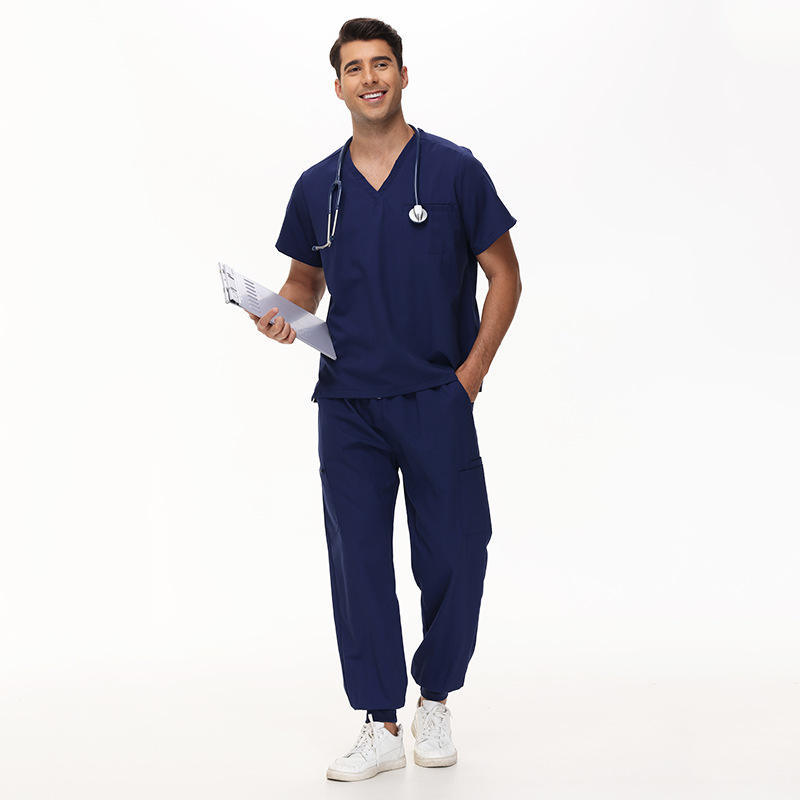 4XL Plus Size Scrubs Sets Unisex Hospital Staff Uniforms V-Neck Comfortable Nurse Work Clothes Short-sleeve Jogger Style