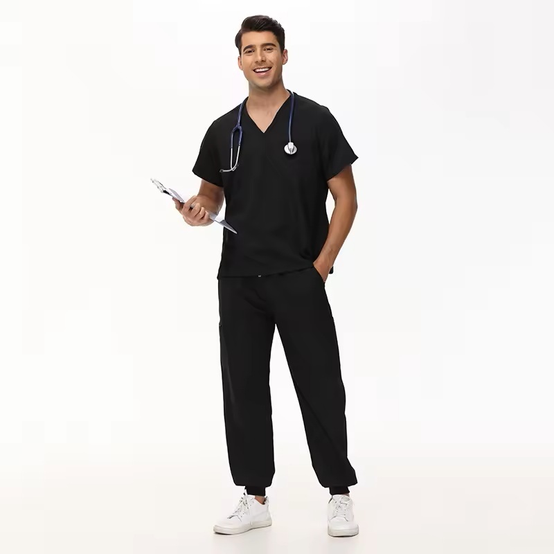 4XL Plus Size Scrubs Sets Unisex Hospital Staff Uniforms V-Neck Comfortable Nurse Work Clothes Short-sleeve Jogger Style