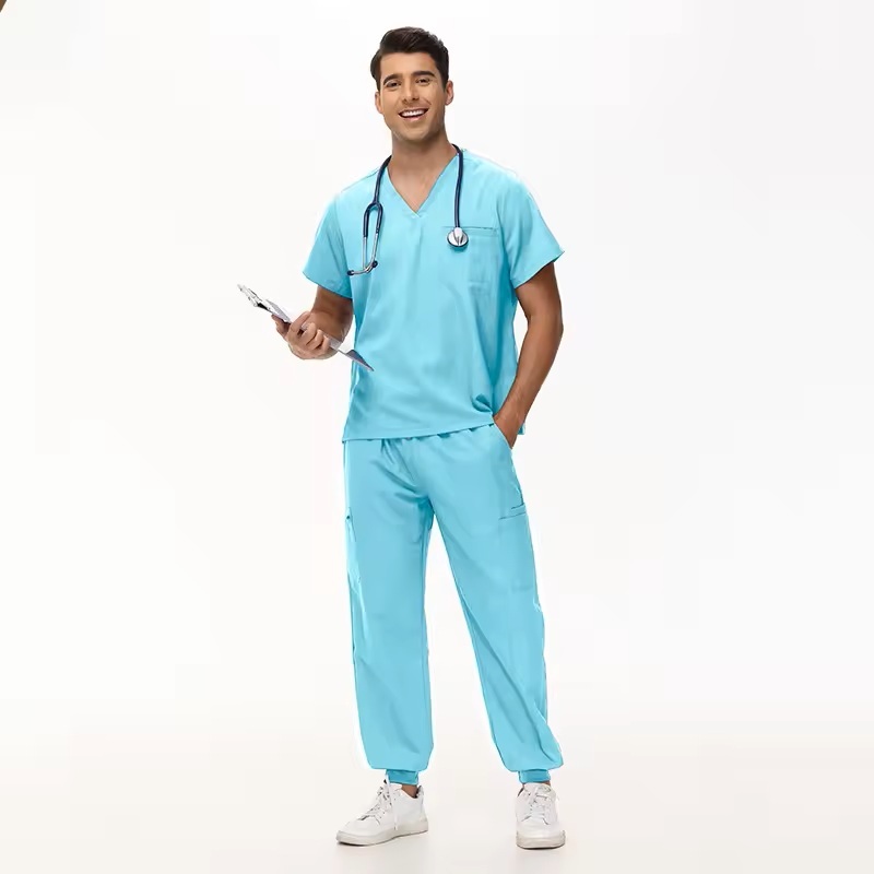4XL Plus Size Scrubs Sets Unisex Hospital Staff Uniforms V-Neck Comfortable Nurse Work Clothes Short-sleeve Jogger Style