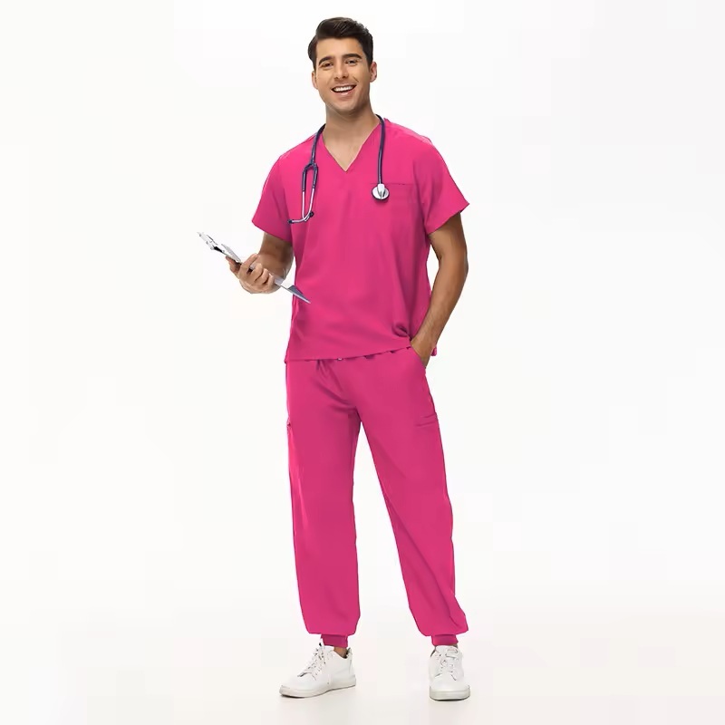4XL Plus Size Scrubs Sets Unisex Hospital Staff Uniforms V-Neck Comfortable Nurse Work Clothes Short-sleeve Jogger Style