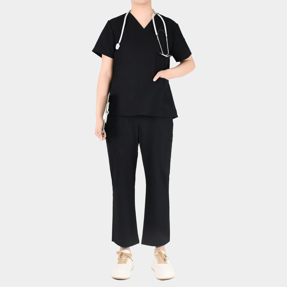 4-Way Stretch Nurse Scrubs Set Unisex Breathable Moisture-Wicking Nursing Uniform with 8 Pockets Customizable Hospital Workwear