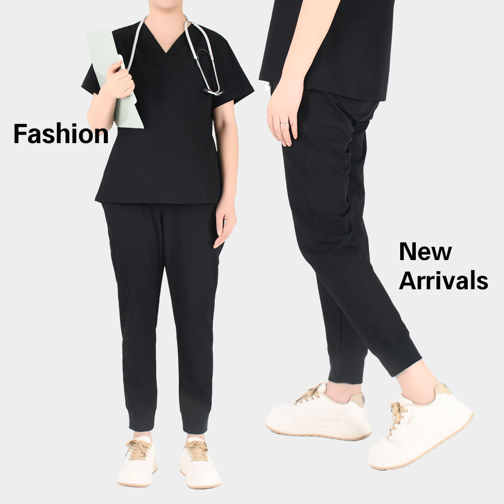 4-Way Stretch 9-Pocket Scrub Set - Unisex V-Neck Short Sleeve Top & Jogger Pants | Nurse Uniforms for Nurses & Healthcare Worker