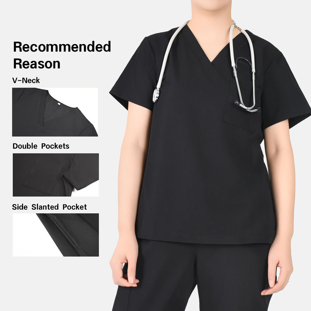 4-Way Stretch 9-Pocket Scrub Set - Unisex V-Neck Short Sleeve Top & Jogger Pants | Nurse Uniforms for Nurses & Healthcare Worker