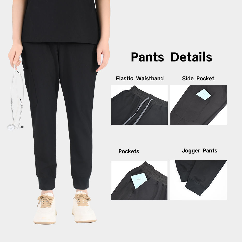 4-Way Stretch 9-Pocket Scrub Set - Unisex V-Neck Short Sleeve Top & Jogger Pants | Nurse Uniforms for Nurses & Healthcare Worker
