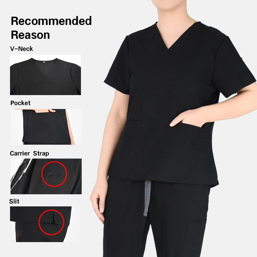 4-Way Stretch Nurse Scrubs Set Unisex Breathable Moisture-Wicking Nursing Uniform with 8 Pockets Customizable Hospital Workwear