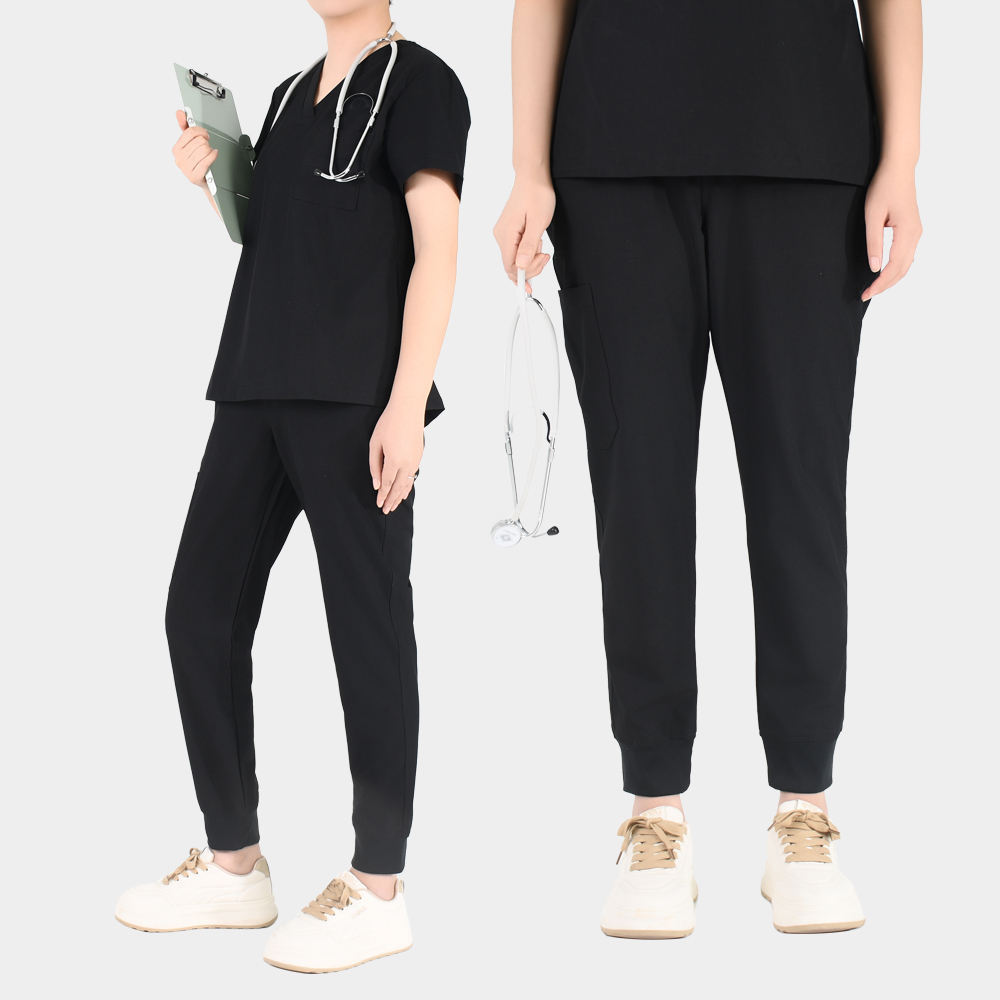 4-Way Stretch 9-Pocket Scrub Set - Unisex V-Neck Short Sleeve Top & Jogger Pants | Nurse Uniforms for Nurses & Healthcare Worker