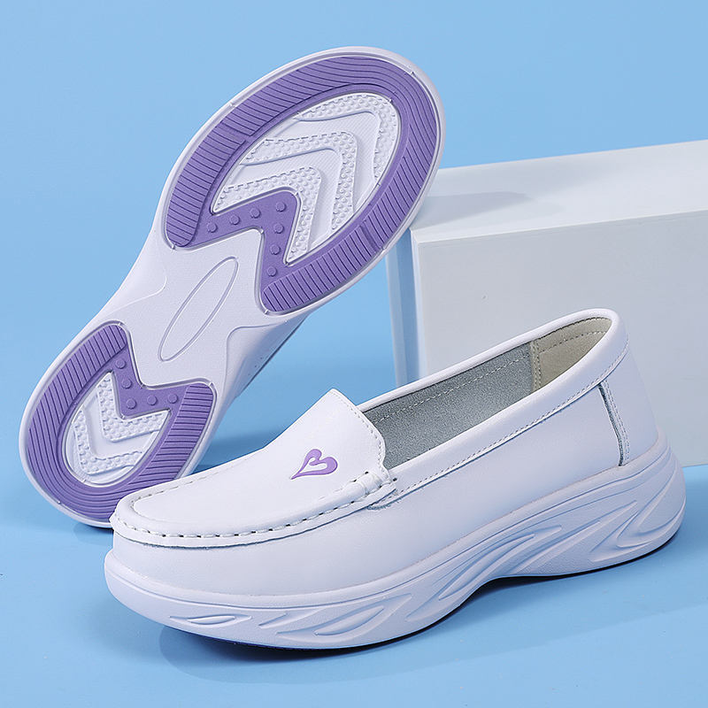 Wholesale Women's Scrubs Shoes White Nurse Shoes with Round Toe Comfortable Anti-slip Work Shoe for Hospital Daily Wear
