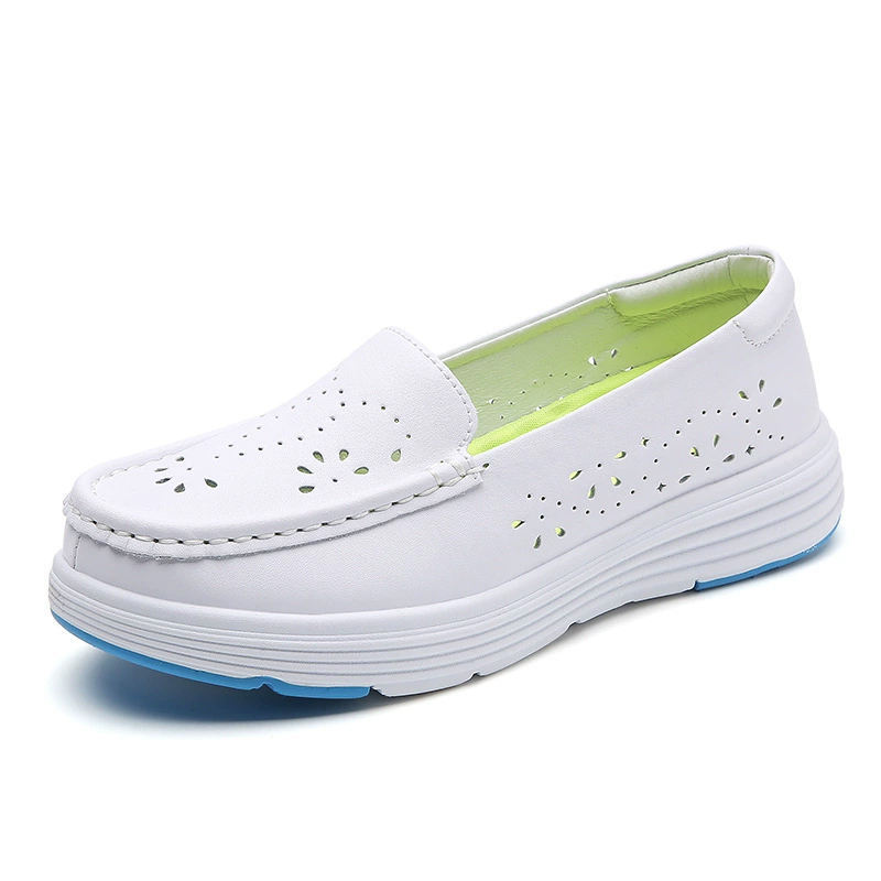 Nursing Shoes Female New Style Non Slip Breathable Hospital Nurse Shoes Comfort Thick Bottom Flat Heel White Shoes for Nurses