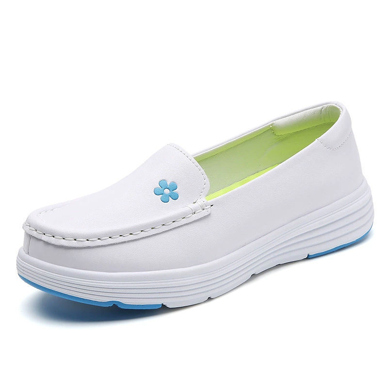 Nursing Shoes Female New Style Non Slip Breathable Hospital Nurse Shoes Comfort Thick Bottom Flat Heel White Shoes for Nurses