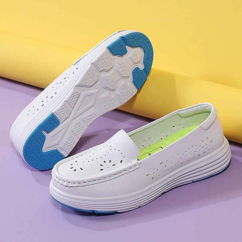 Nursing Shoes Female New Style Non Slip Breathable Hospital Nurse Shoes Comfort Thick Bottom Flat Heel White Shoes for Nurses