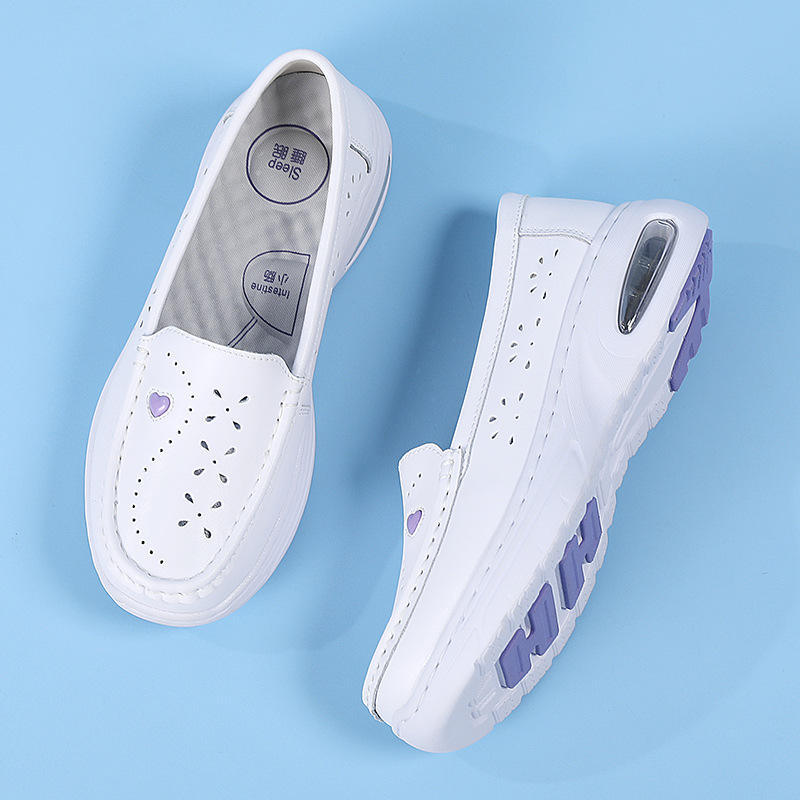 Scrubs Shoes for Women White Nurse Shoes with Round Toe Comfortable Anti-slip MD Shock-absorbing Work Shoes for Hospital