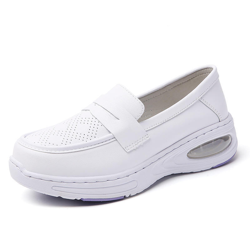 Scrubs Shoes for Women Hospital White Purple Nurse Shoes Anti-slip with Carbon Fiber Anti-twist Support Plate MD Shock-absorbing