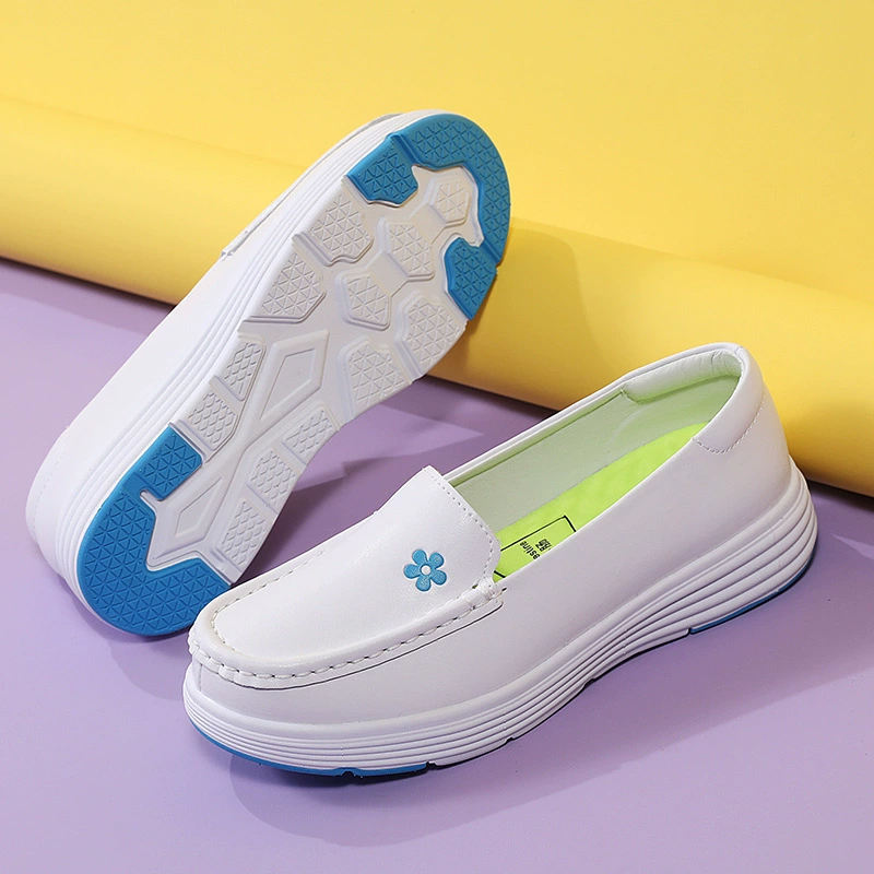 Nursing Shoes Female New Style Non Slip Breathable Hospital Nurse Shoes Comfort Thick Bottom Flat Heel White Shoes for Nurses