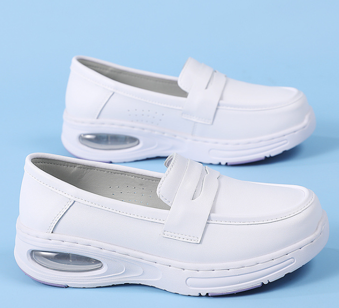 Scrubs Shoes for Women Hospital White Purple Nurse Shoes Anti-slip with Carbon Fiber Anti-twist Support Plate MD Shock-absorbing