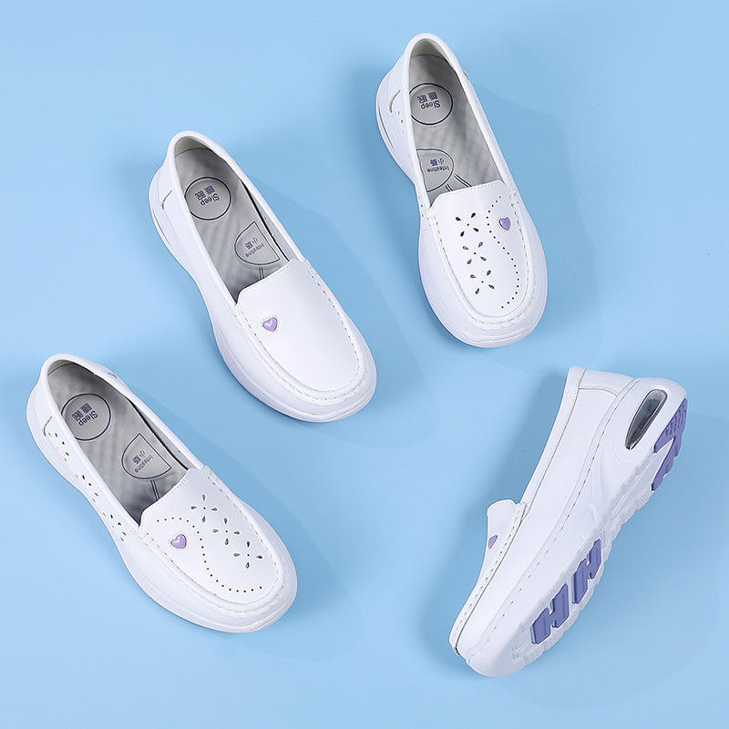 Scrubs Shoes for Women White Nurse Shoes with Round Toe Comfortable Anti-slip MD Shock-absorbing Work Shoes for Hospital