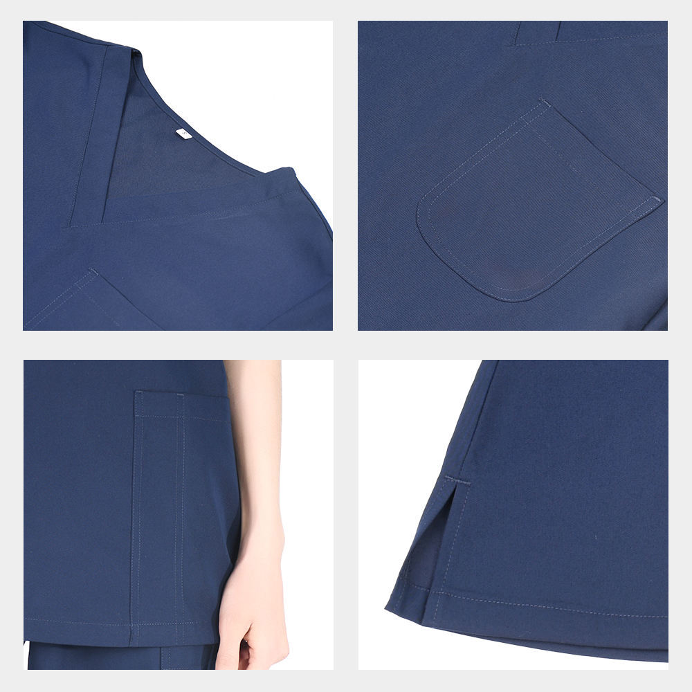 4-Way Stretch Hospital Uniform Scrubs Tops Stylish Durable Stretchable Workwear V-Neck Short Sleeve for Nurse Nursing Uniform