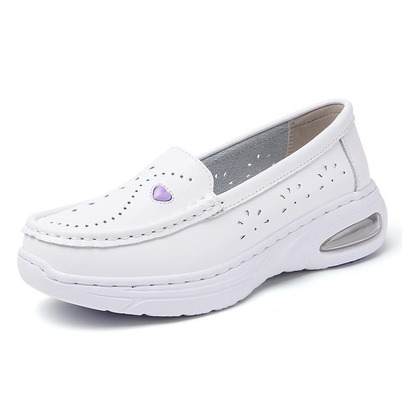 Scrubs Shoes for Women White Nurse Shoes with Round Toe Comfortable Anti-slip MD Shock-absorbing Work Shoes for Hospital