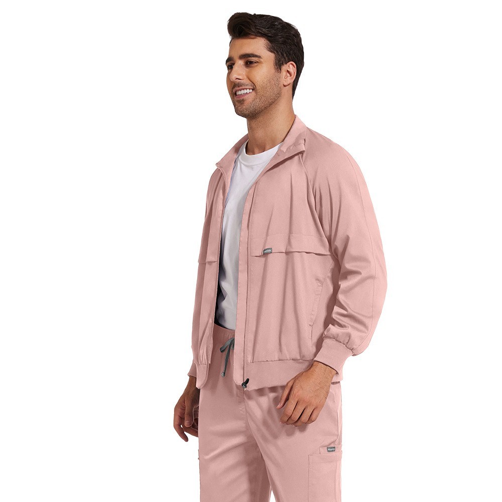 Autumn Winter Loose Scrub Jacket, Unisex Stand Collar Zip Up Medical Coat, Long Sleeve Nurse Doctor Hospital Work Uniform with Multi Pockets