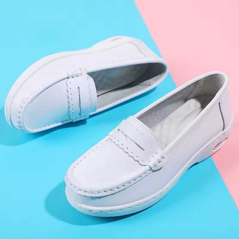 Wholesale Women's Scrubs Shoes for Hospital White Nurse Shoes with Round Toe Comfortable Anti-slip Work Shoe Daily Wear