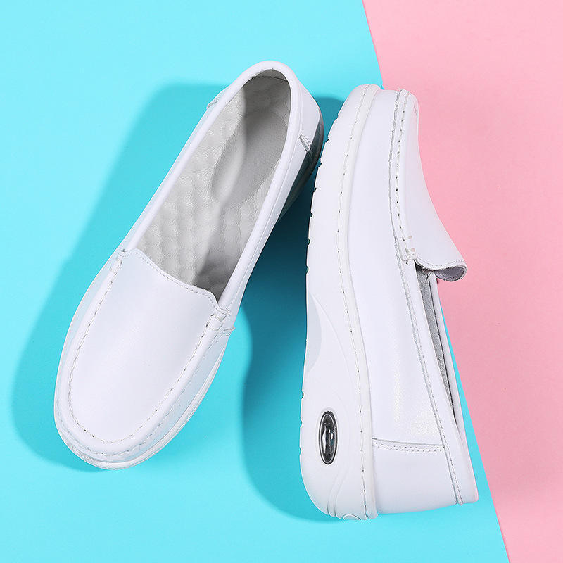 Wholesale Women's Scrubs Shoes for Hospital White Nurse Shoes with Round Toe Comfortable Anti-slip Work Shoe Daily Wear