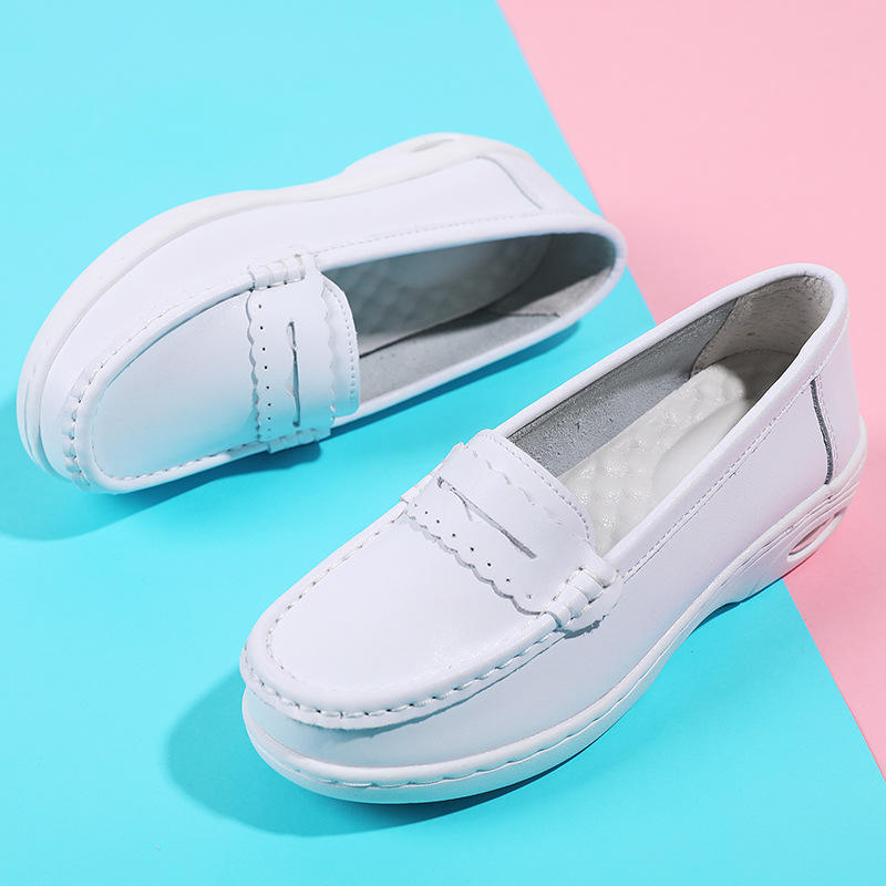 Wholesale Women's Scrubs Shoes for Hospital White Nurse Shoes with Round Toe Comfortable Anti-slip Work Shoe Daily Wear
