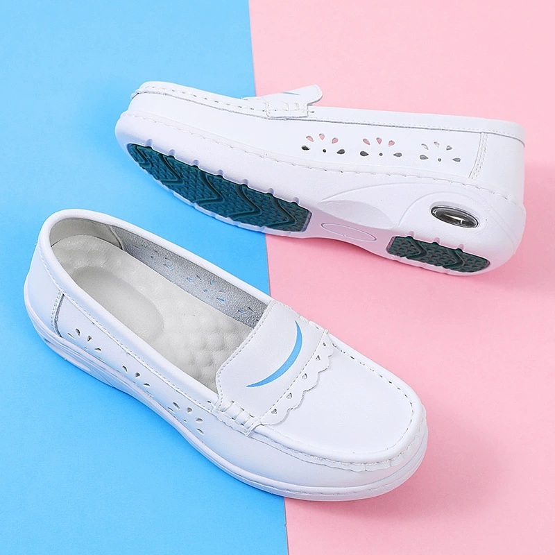 Women's White Scrubs Shoe Nurse Nursing Shoes Soft Soles Comfortable Breathable Anti-slip Work Shoes for Hospital Daily Wear