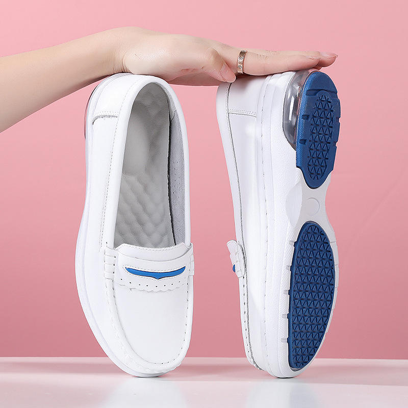 Women's White Nurse Nursing Shoes Scrubs Shoes for Hospital Soft Soles Comfortable Breathable Anti-slip Flat Safety Work Shoes